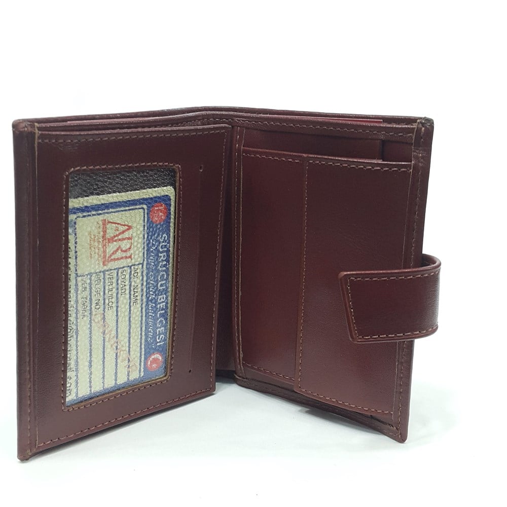 çıtçıtlı içi fermuarlı erkek deri cüzdan