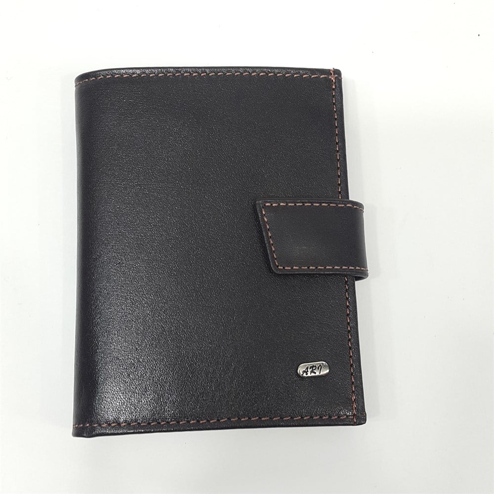 çıtçıtlı içi fermuarlı erkek deri cüzdan