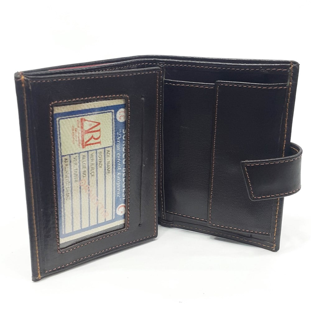 çıtçıtlı içi fermuarlı erkek deri cüzdan