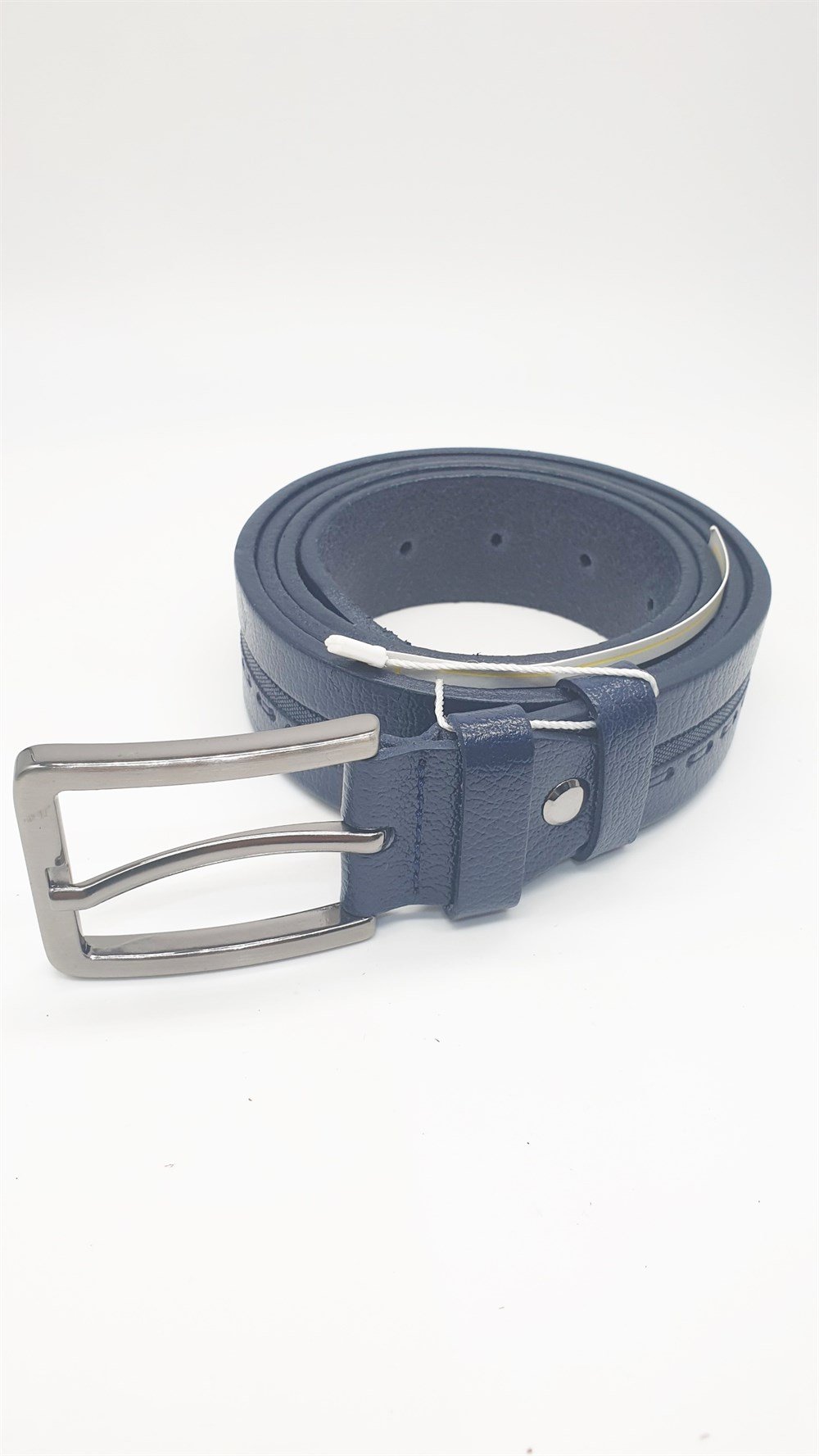 Çizgili Kayış Detaylı Lacivert Renk Erkek Klasik Kemer