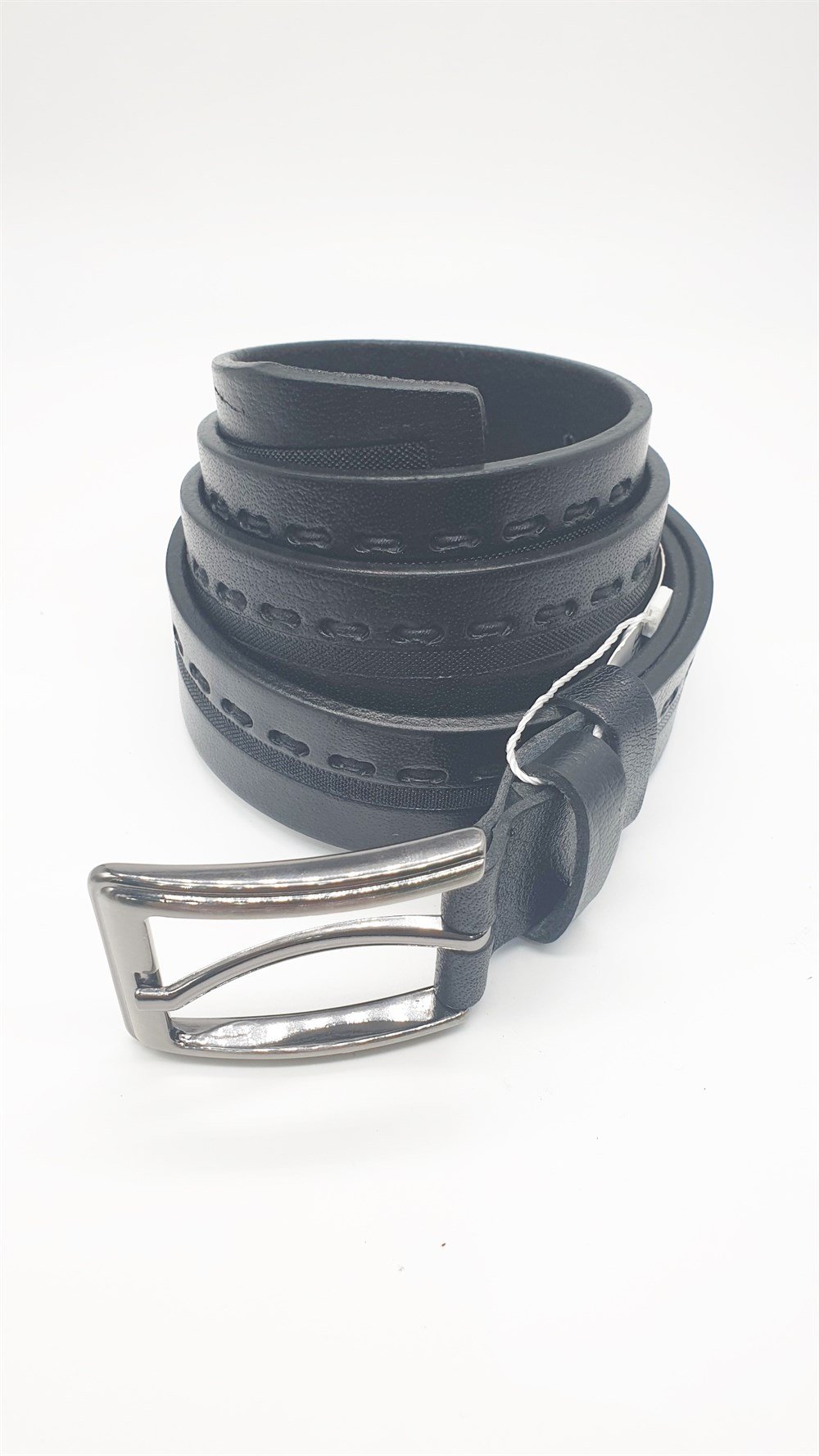 Çizgili Kayış Detaylı Siyah Renk Erkek Klasik Kemer