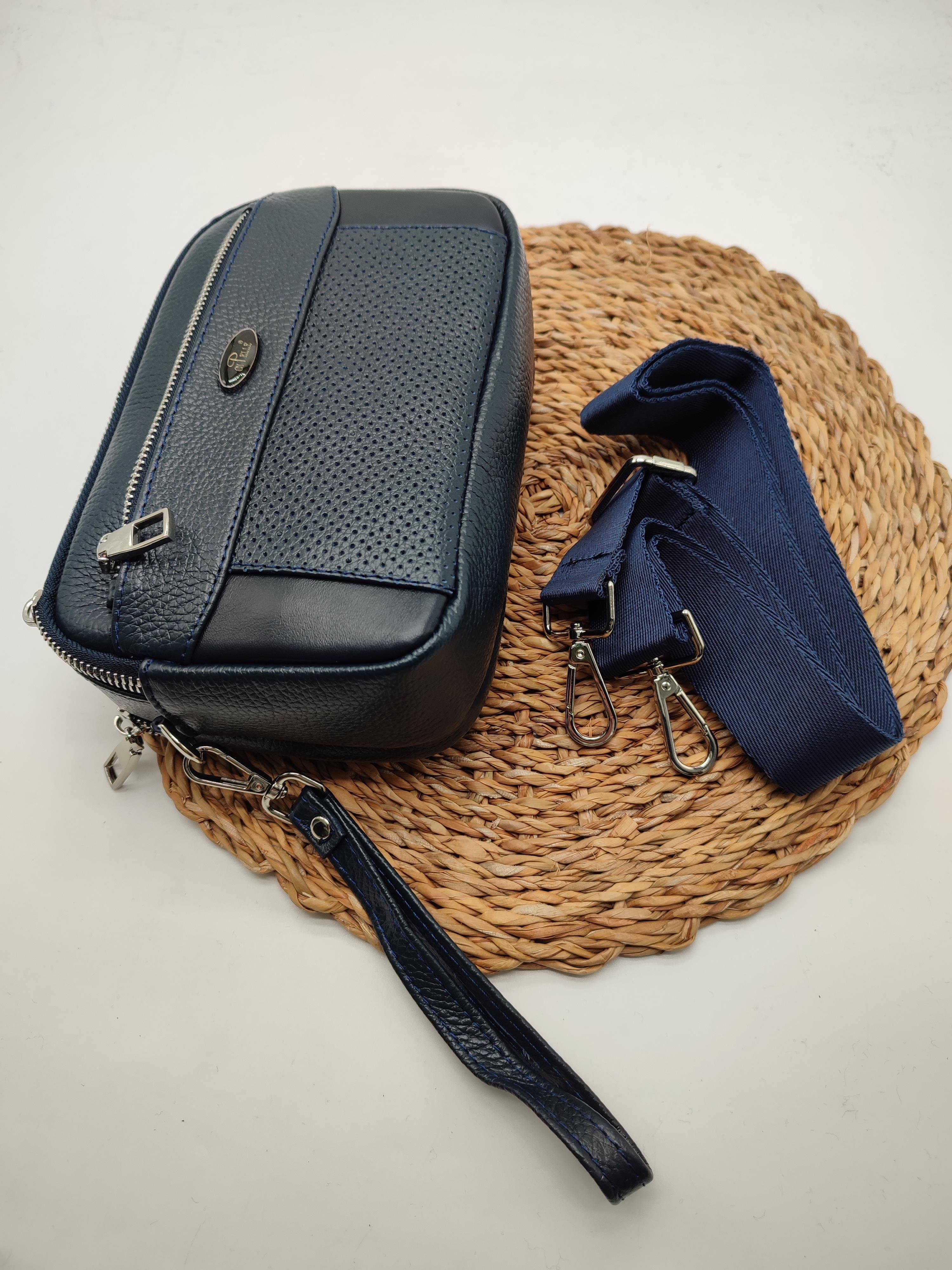 Deri El ve Omuz Çantası Lacivert Renk