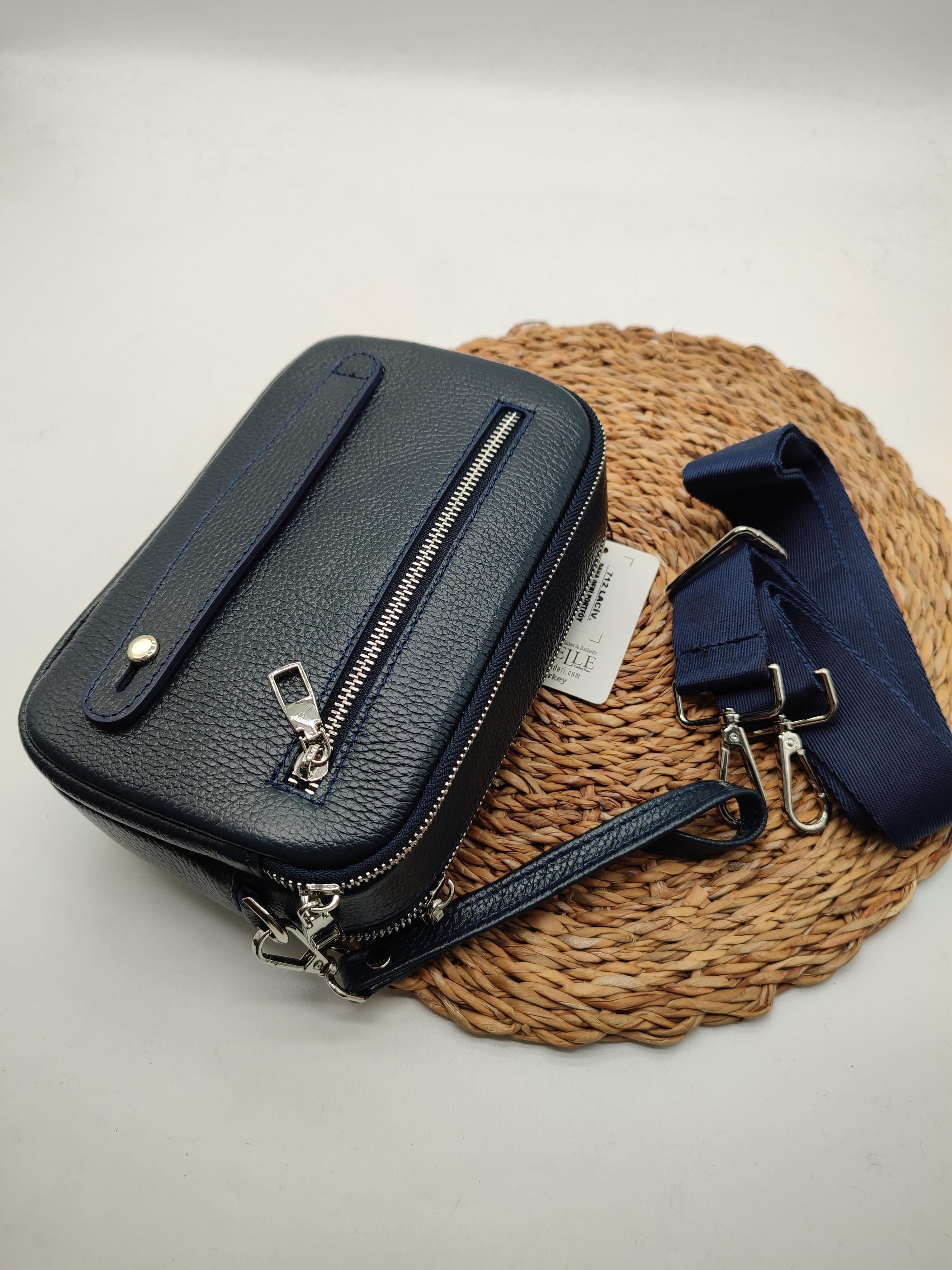 Deri El ve Omuz Çantası Lacivert Renk