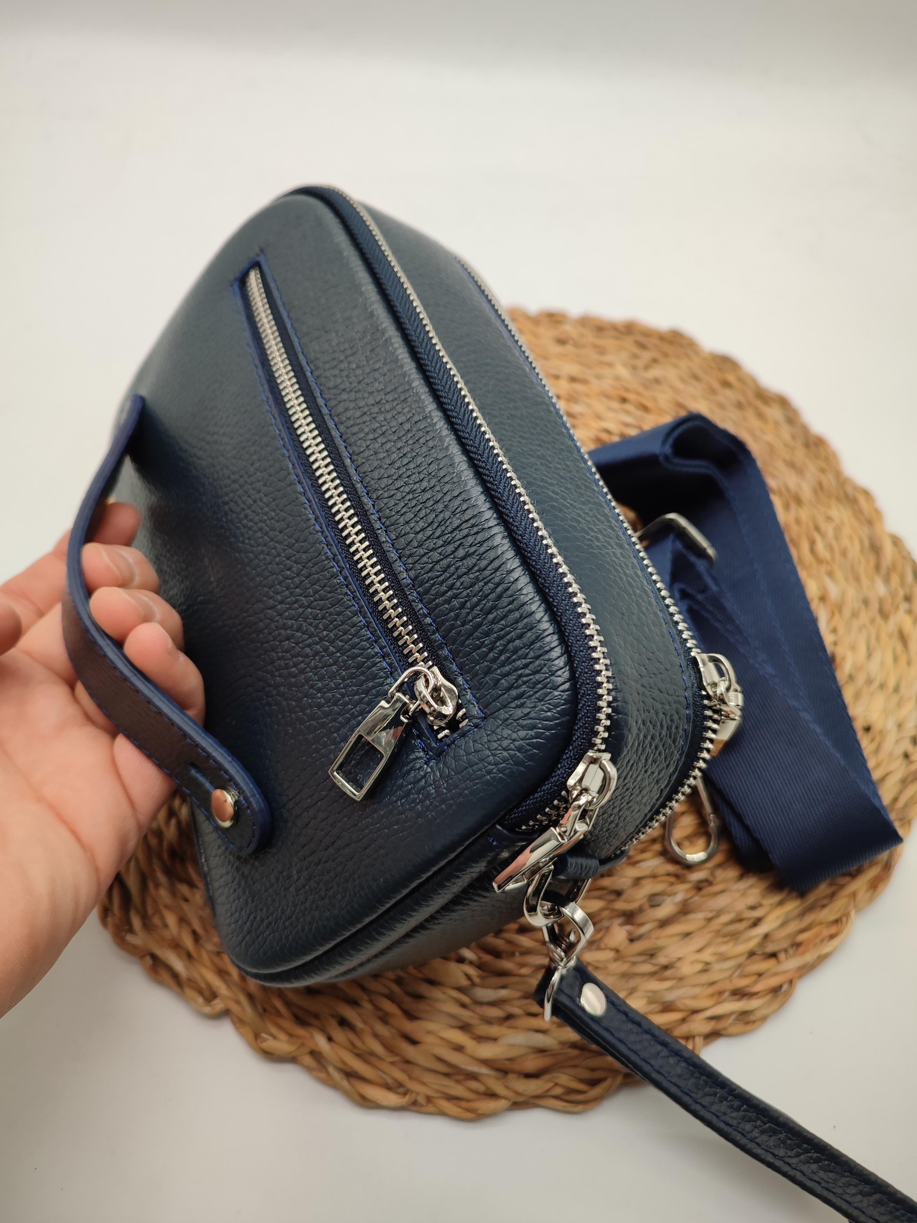 Deri El ve Omuz Çantası Lacivert Renk