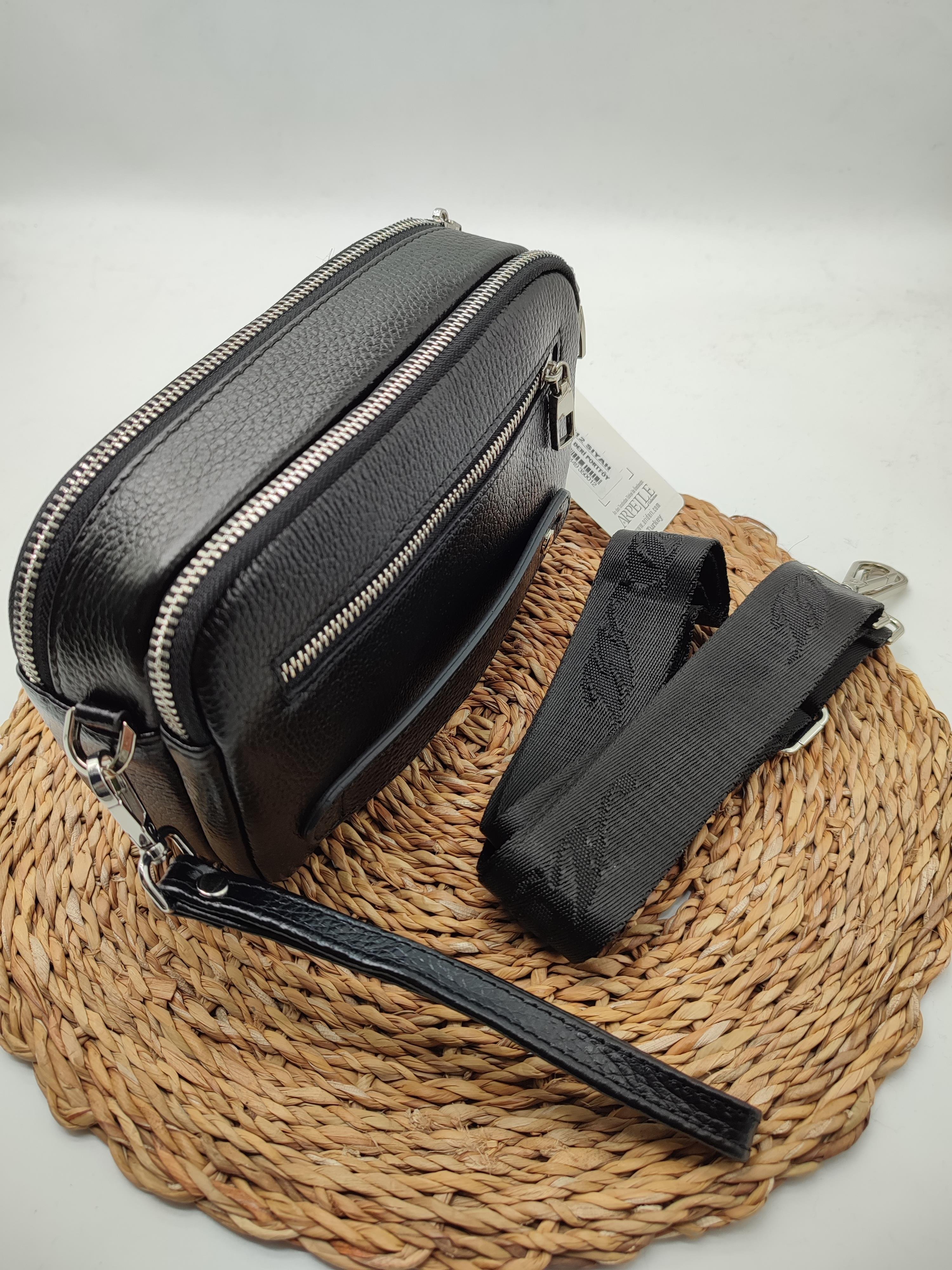 Deri El ve Omuz Çantası Siyah Renk