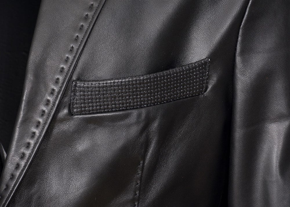 Desenli Düğmeli Model Deri Mont