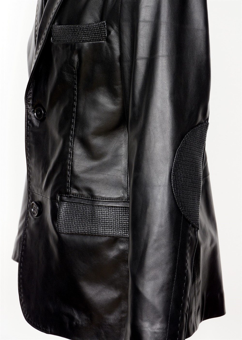 Desenli Düğmeli Model Deri Mont