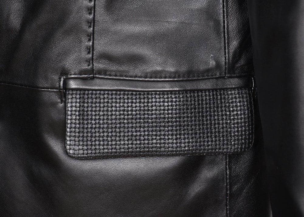 Desenli Düğmeli Model Deri Mont