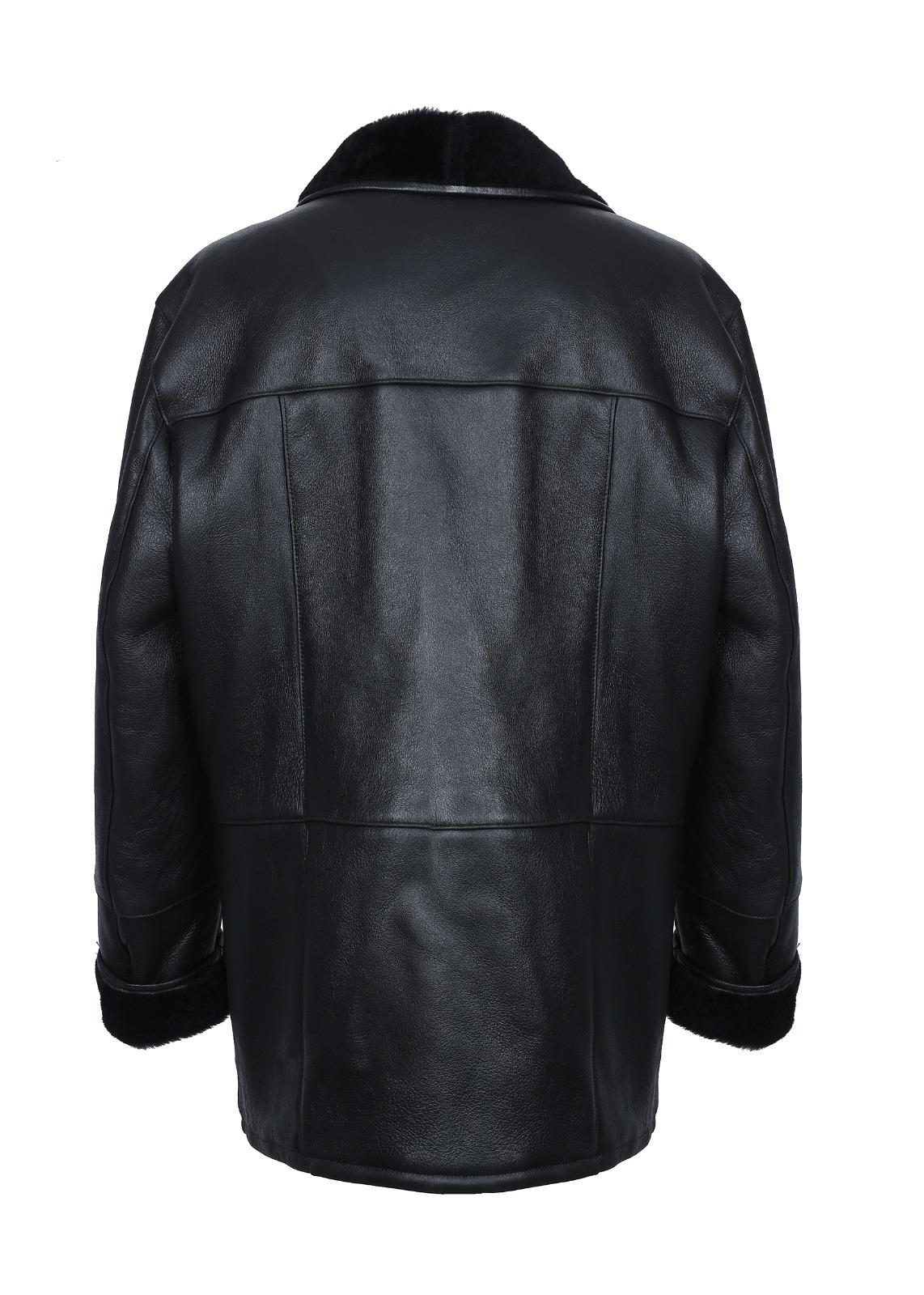 Düğmeli Erkek Kürk Kaban Napa Deri