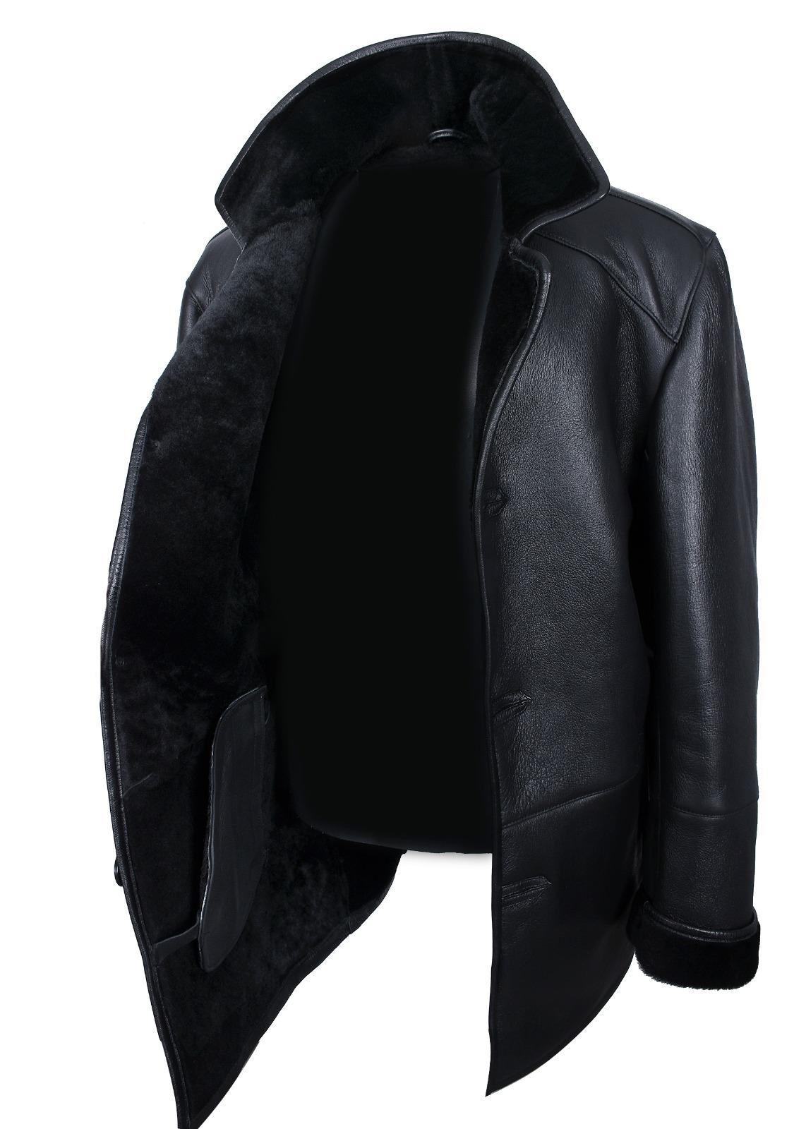 Düğmeli Erkek Kürk Kaban Napa Deri