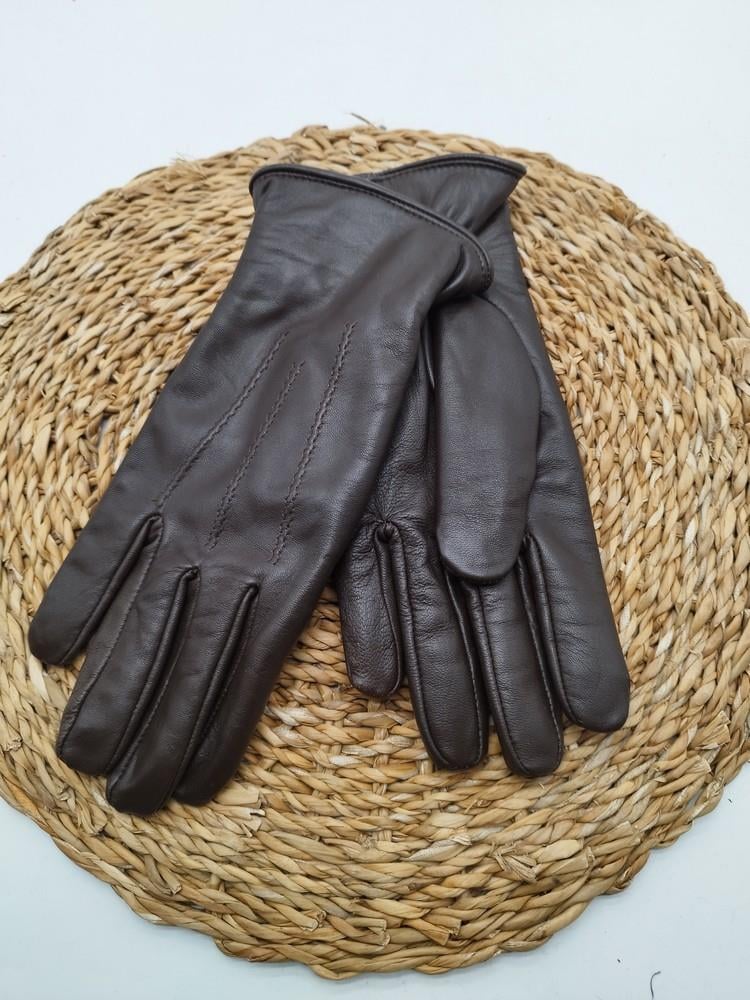 Erkek Deri Bileği Lastikli Eldiven Polarlı Fındık Renk