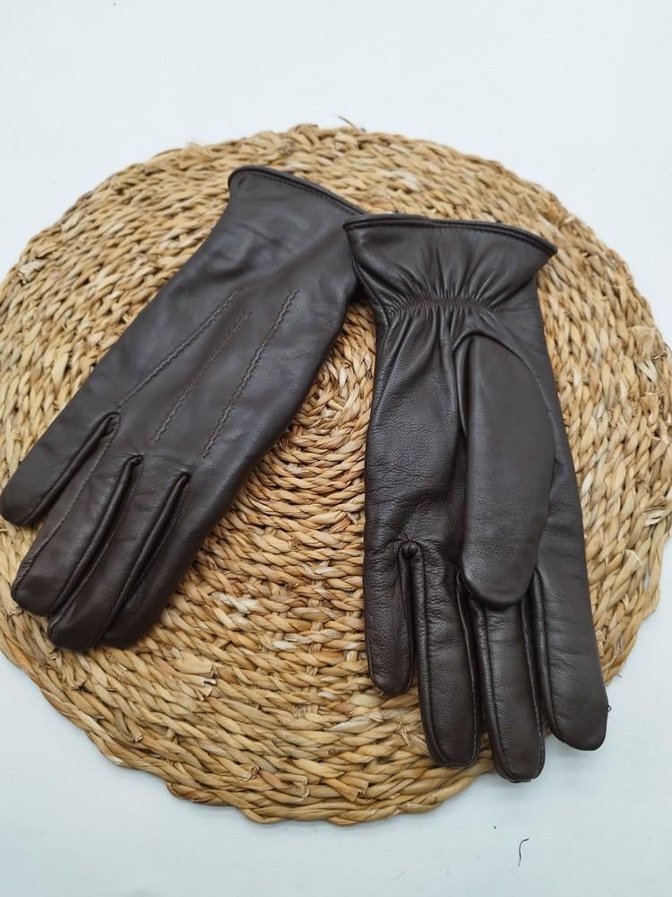 Erkek Deri Bileği Lastikli Eldiven Polarlı Fındık Renk