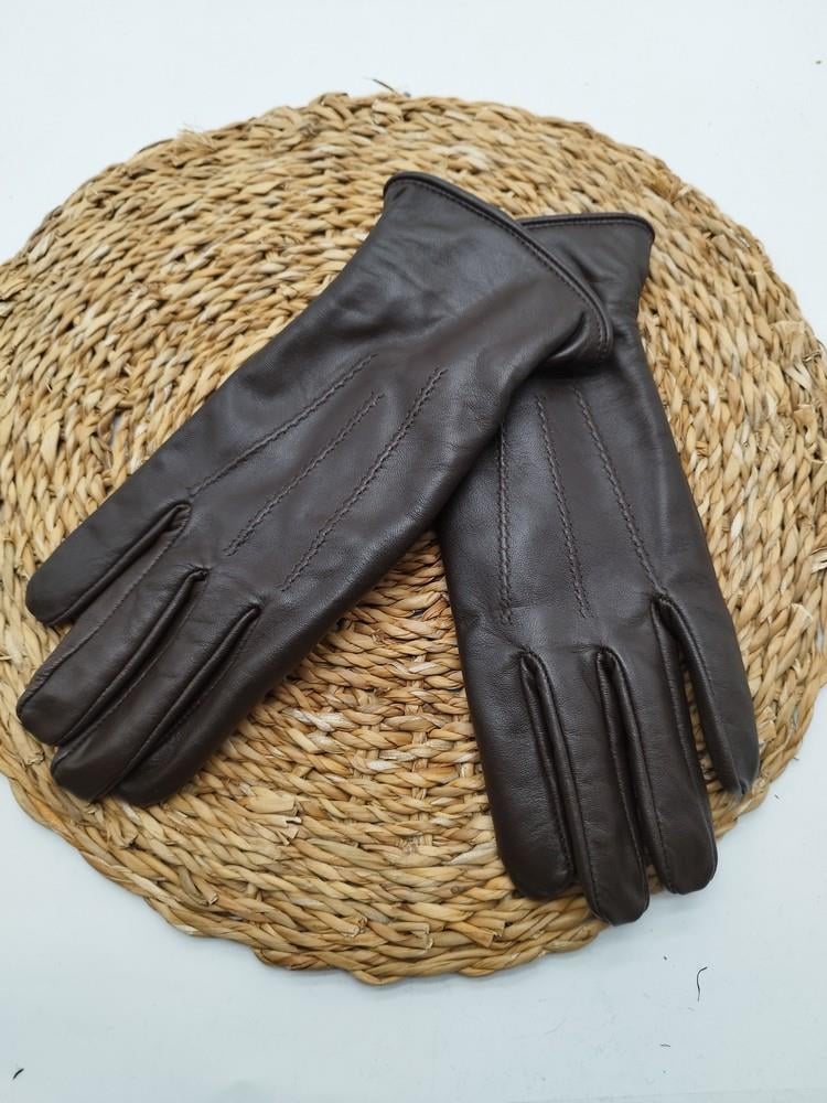 Erkek Deri Bileği Lastikli Eldiven Polarlı Fındık Renk