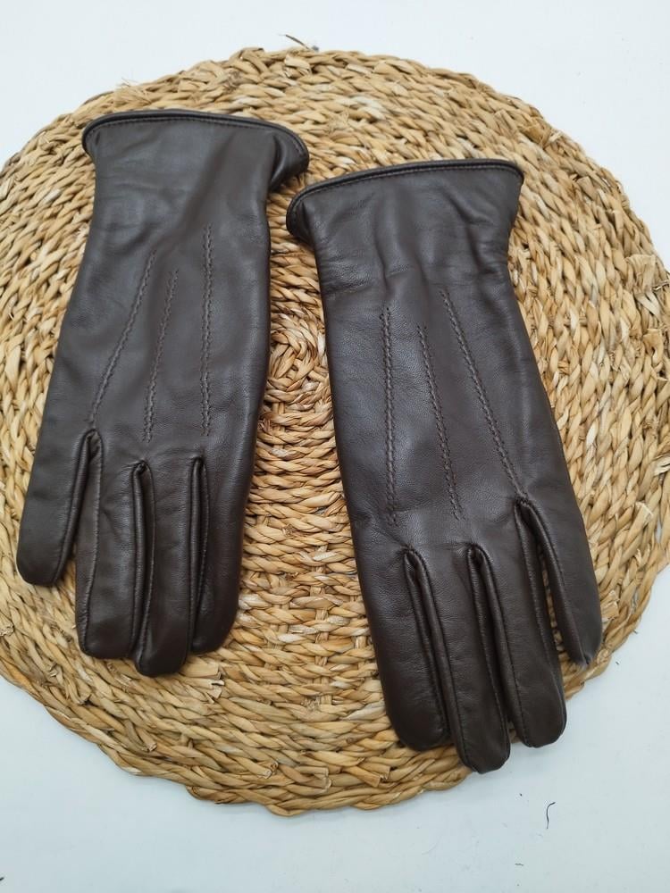 Erkek Deri Bileği Lastikli Eldiven Polarlı Fındık Renk