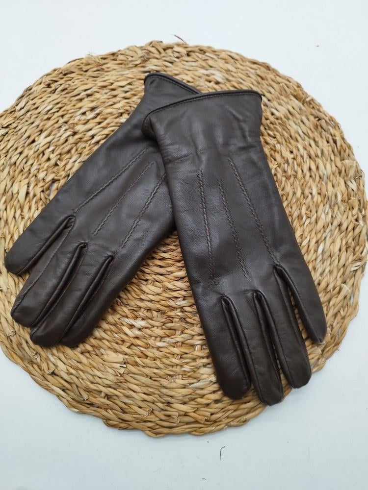 Erkek Deri Bileği Lastikli Eldiven Polarlı Fındık Renk