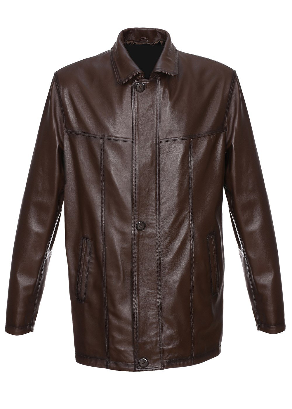 Erkek Kaban Deri Mont Ceket Üstü Fındık Renk