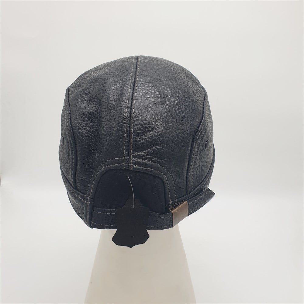 Erkek Kastro Model Baskılı Deri Şapka