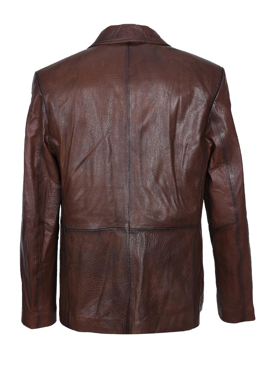 Fındık Renk Punto Dikişli Klasik Spor Bleyzır Deri Çeket