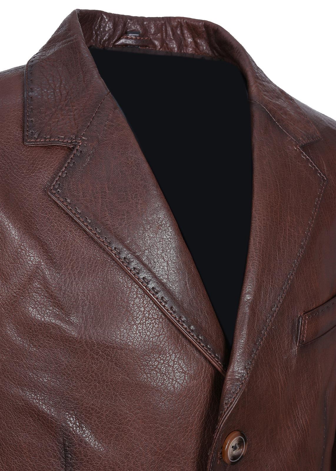 Fındık Renk Punto Dikişli Klasik Spor Bleyzır Deri Çeket