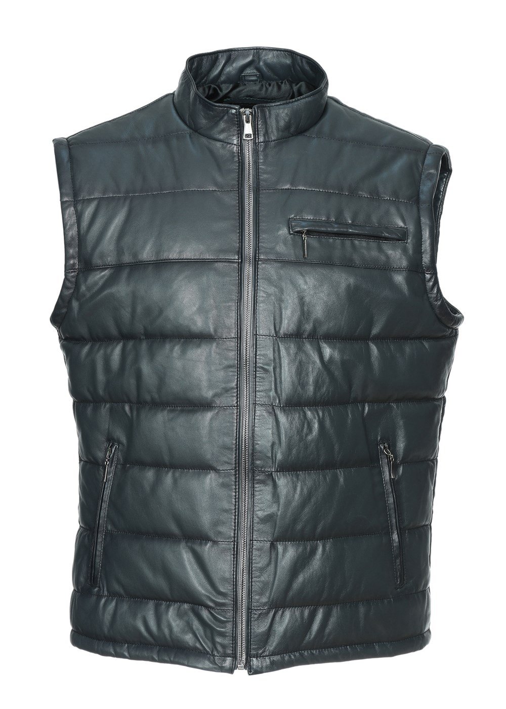 Gri Renk Şişme Deri Yelek