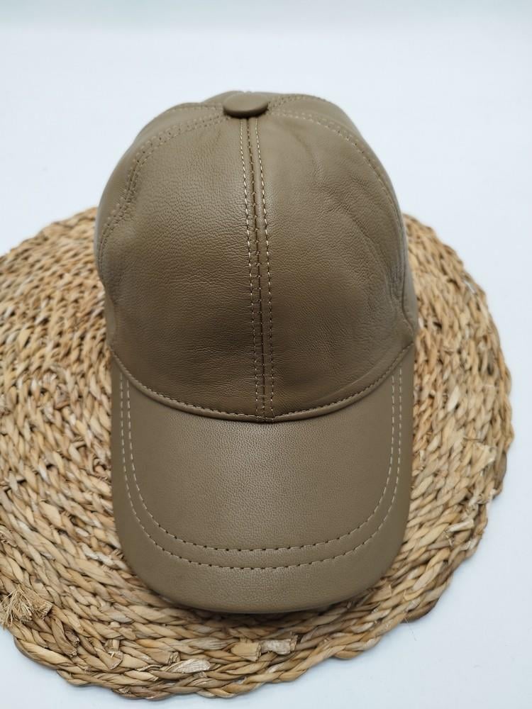 Haki Renk Deri Unisex Şapka