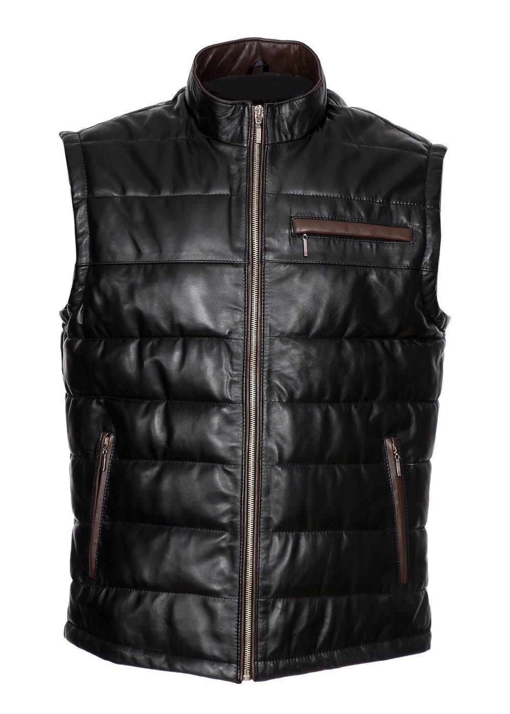 Hakim Yaka Deri Yelek Yandan Fermuarlı