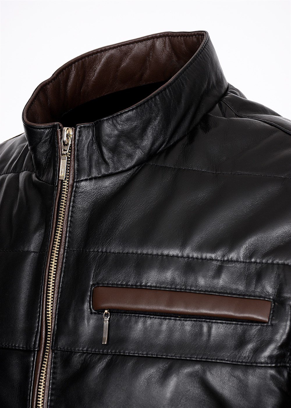 Hakim Yaka Deri Yelek Yandan Fermuarlı