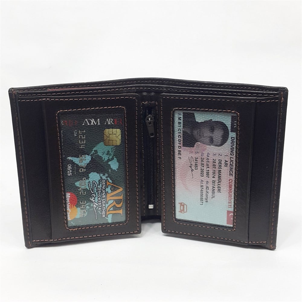 içi fermuarlı erkek deri cüzdan