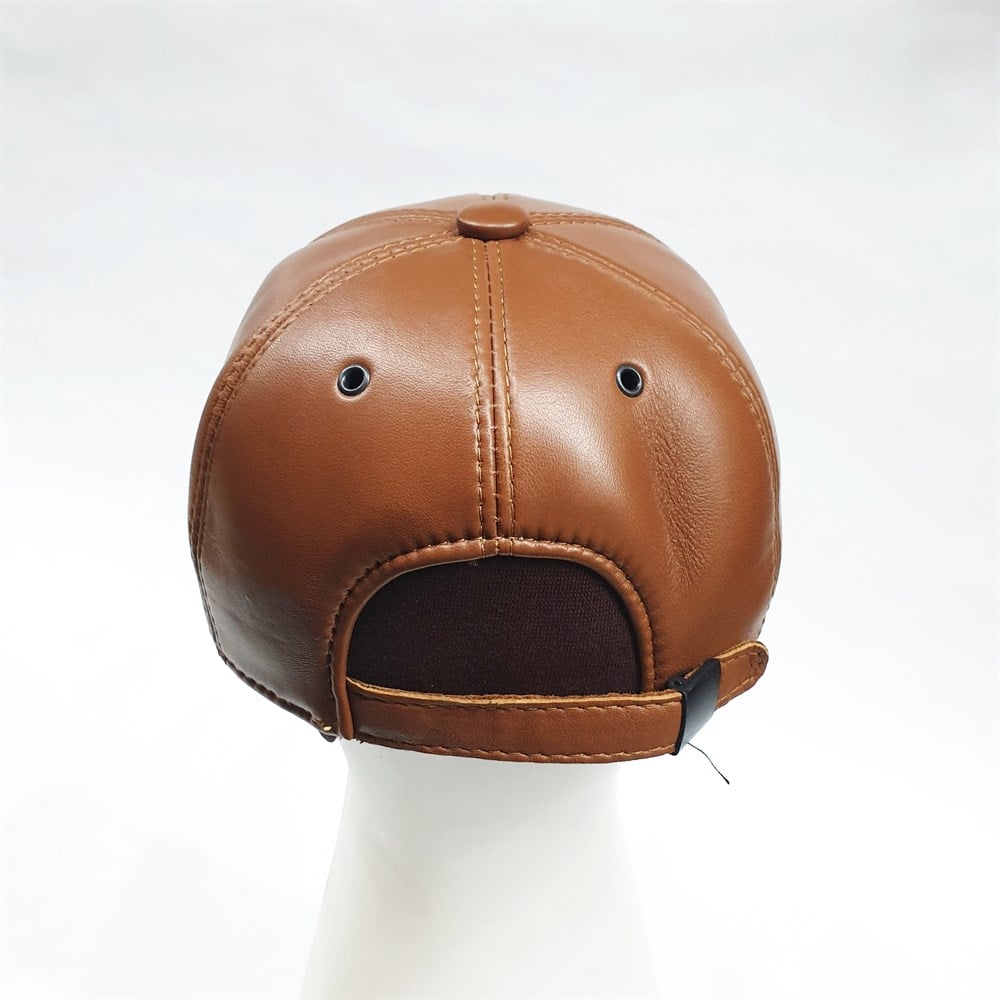 İçi Kürk Deri Beyzbol Kep Taba Renk