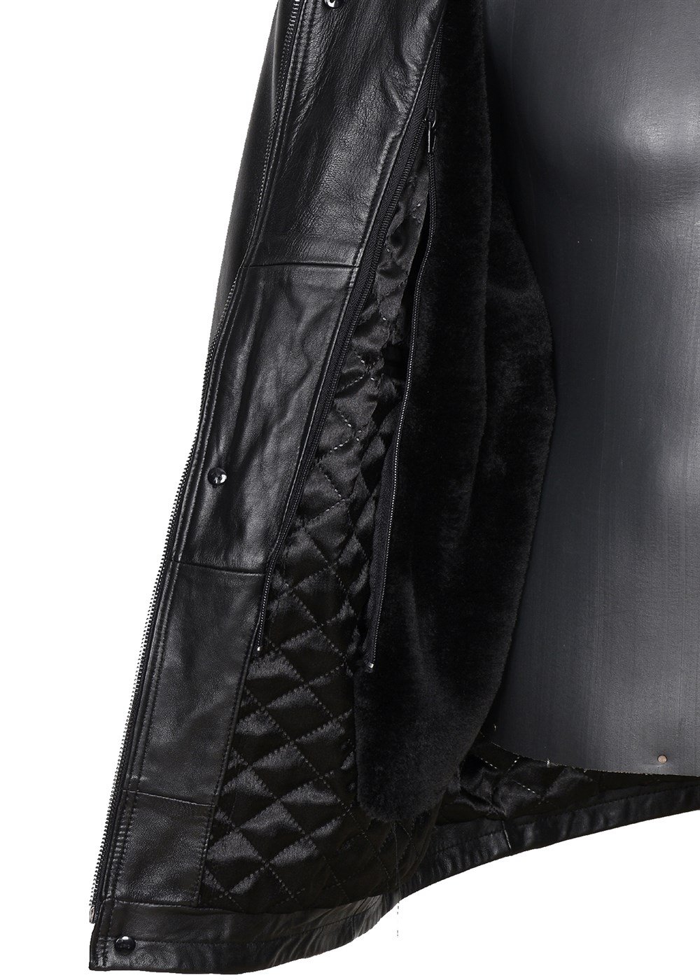 İçi Ve Yakası Kürklü Kışlık Deri Mont