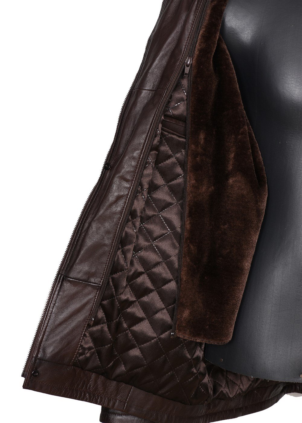 İçi Ve Yakası Kürklü Kışlık Deri Mont