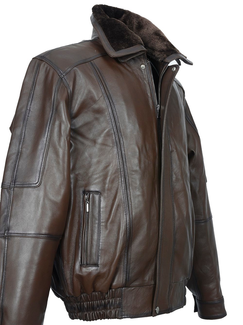 İçi ve Yakası Peluşlu Model Fındık Renk Erkek Deri Mont