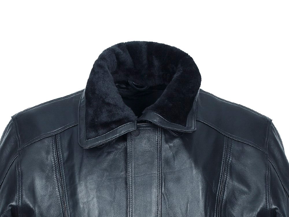 İçi ve Yakası Peluşlu Model Siyah Renk Erkek Deri Mont