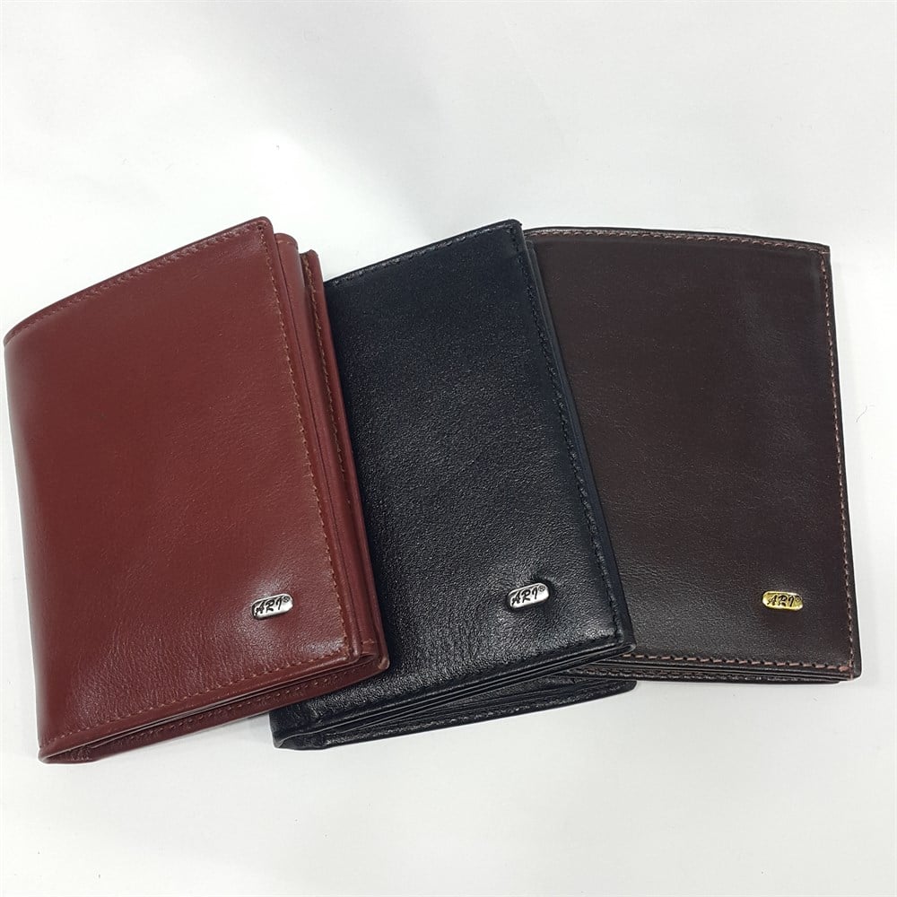 içinde çıtçıt ve fermuar bölmeli erkek deri cüzdan