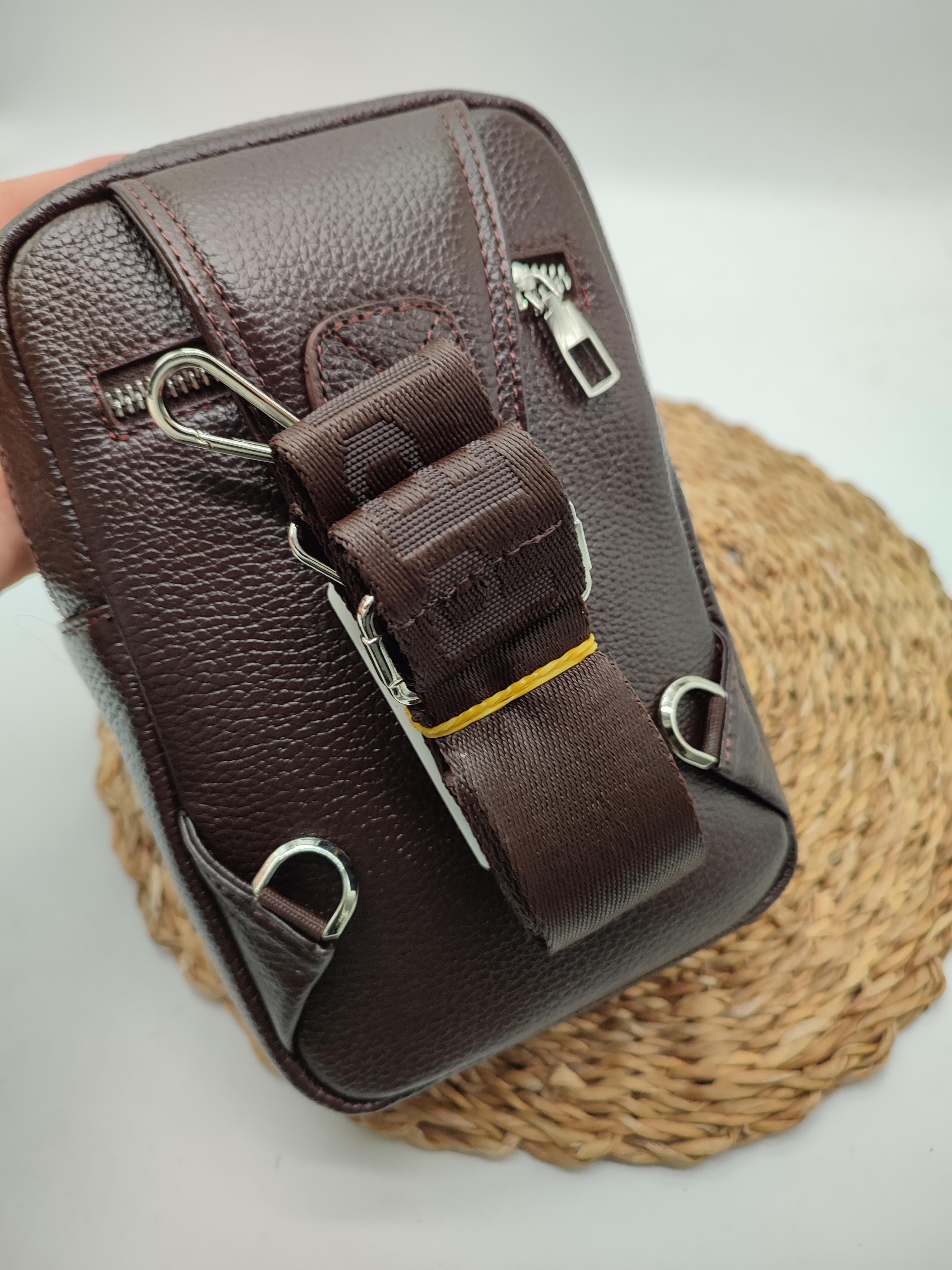 Kahve Renk Büyük Boy Deri Göğüs Çantası