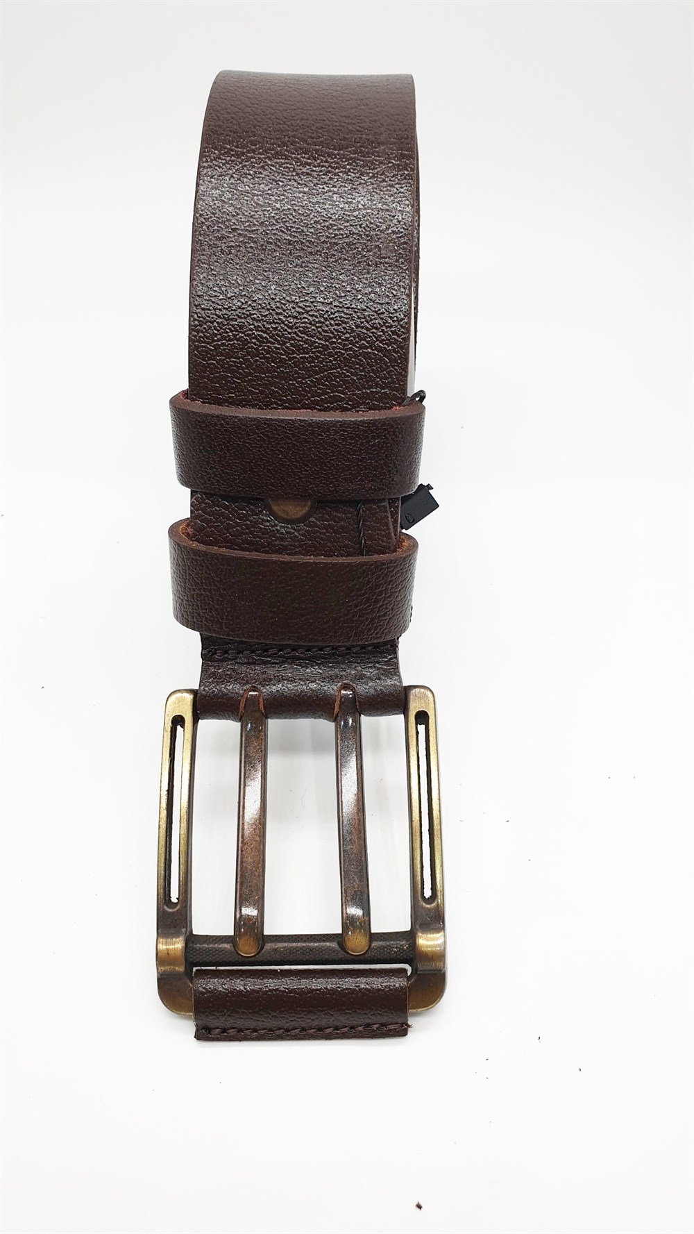 Kahve Renk Çift Dilli Deri Tokalı Spor Kot Kemeri