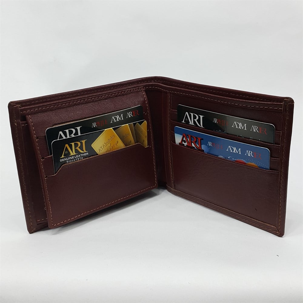 Kahve-Siyah-Taba Renkte Kartlık, Kimlik, Ehliyet Bölmeli Yatay Deri Cüzdan