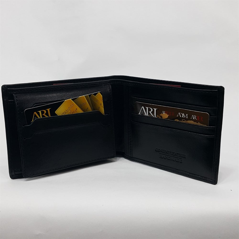 Kahve-Siyah-Taba Renkte Kartlık, Kimlik, Ehliyet Bölmeli Yatay Deri Cüzdan