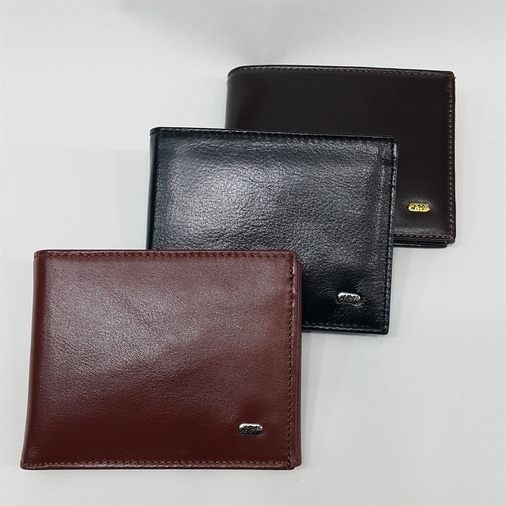 Kahve-Siyah-Taba Renkte Kartlık, Kimlik, Ehliyet Bölmeli İç Fermuarlı Yatay Deri Cüzdan