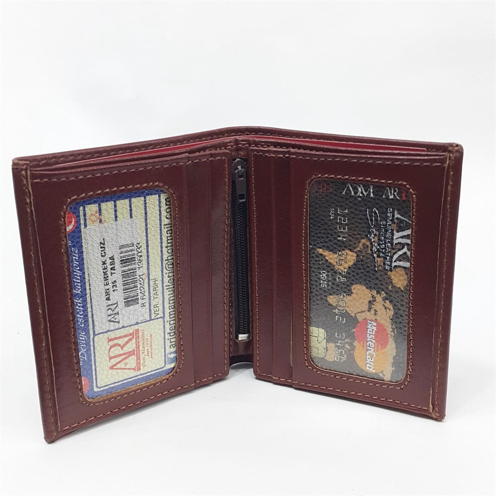 Kahve-Taba-Siyah Renkte Kartlık, Kimlik, Ehliyet Ve Fermuarlı İç Bölmeli Deri Cüzdan