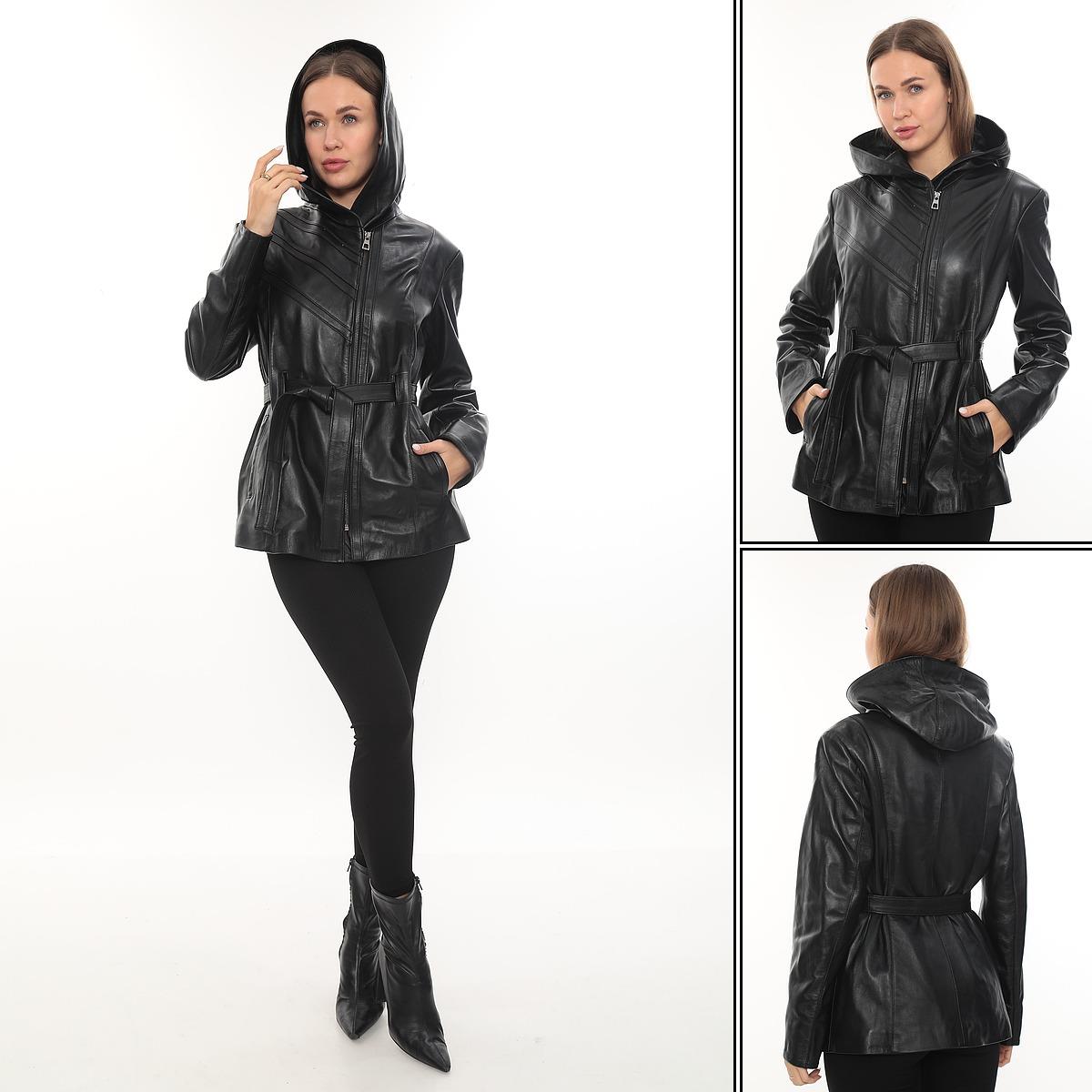 Kapişonlu Kadın Deri Ceket 