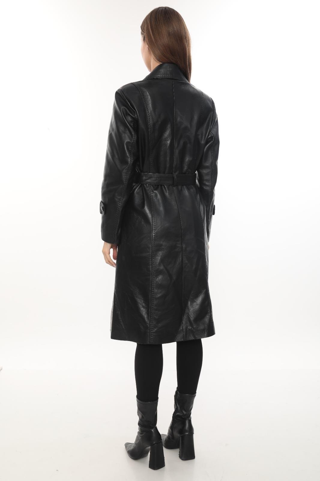 Kemerli Uzun Frenç Model Kadın Ceket 