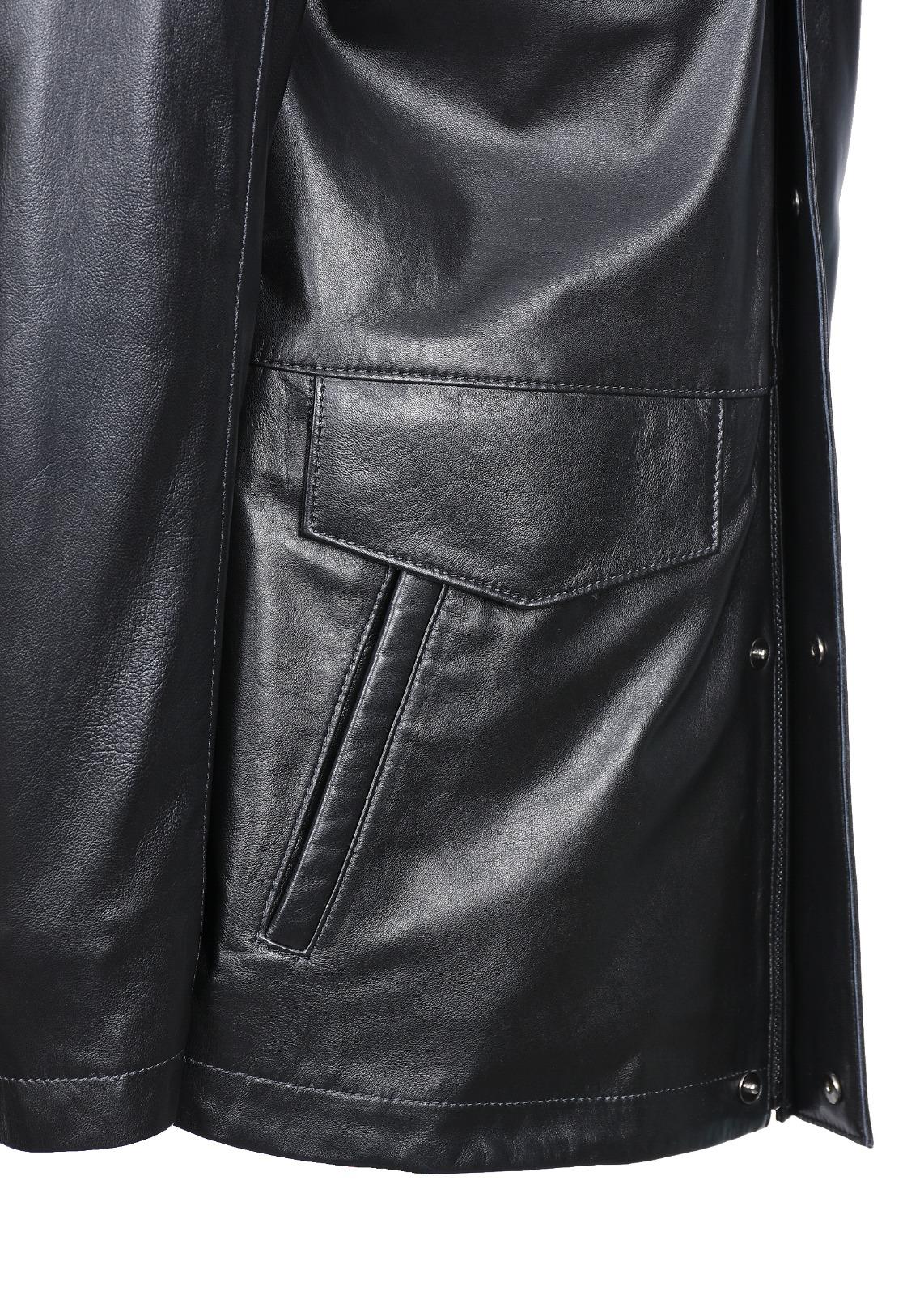 Klasik Kesim Yakalı Torba Cepli Erkek Deri Mont