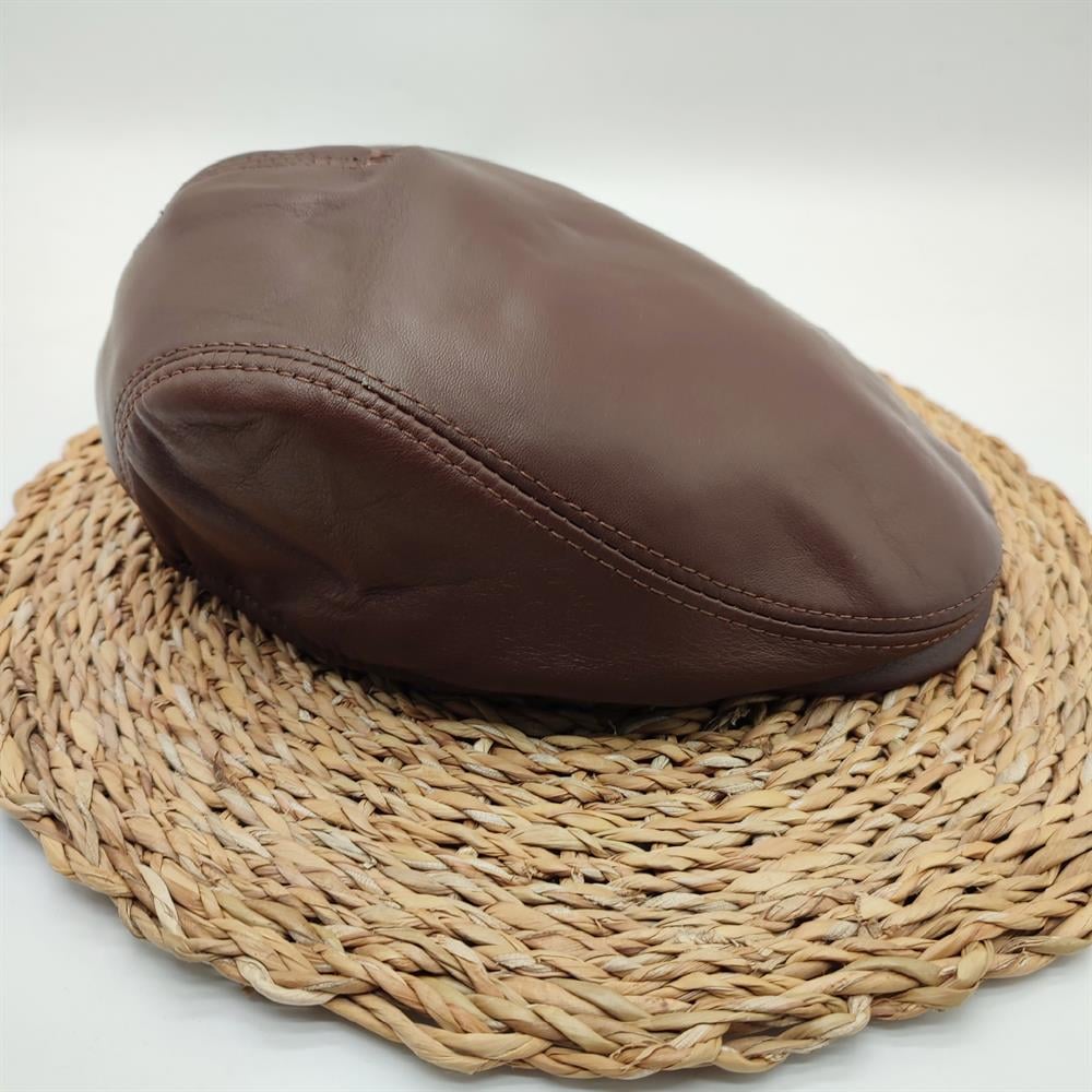 Klasik Model Deri Kasket Fındık Renk