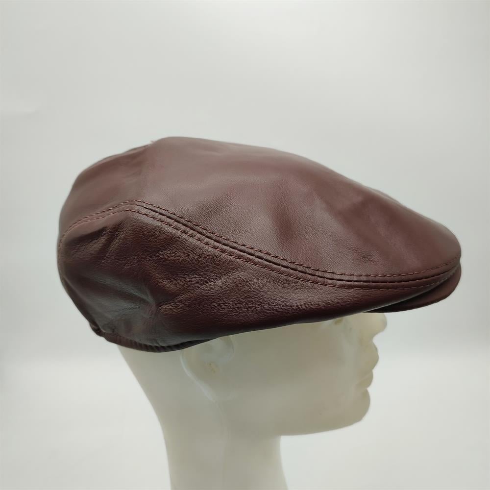 Klasik Model Deri Kasket Fındık Renk