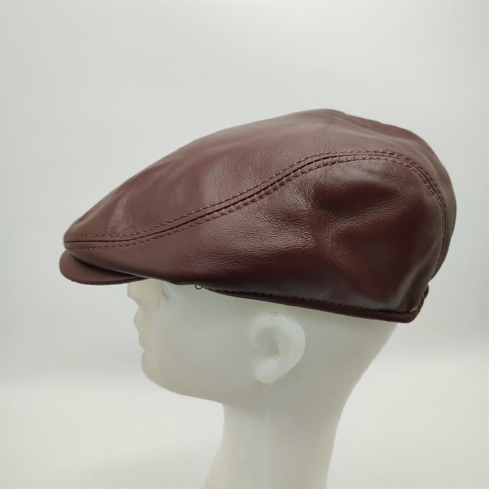 Klasik Model Deri Kasket Fındık Renk