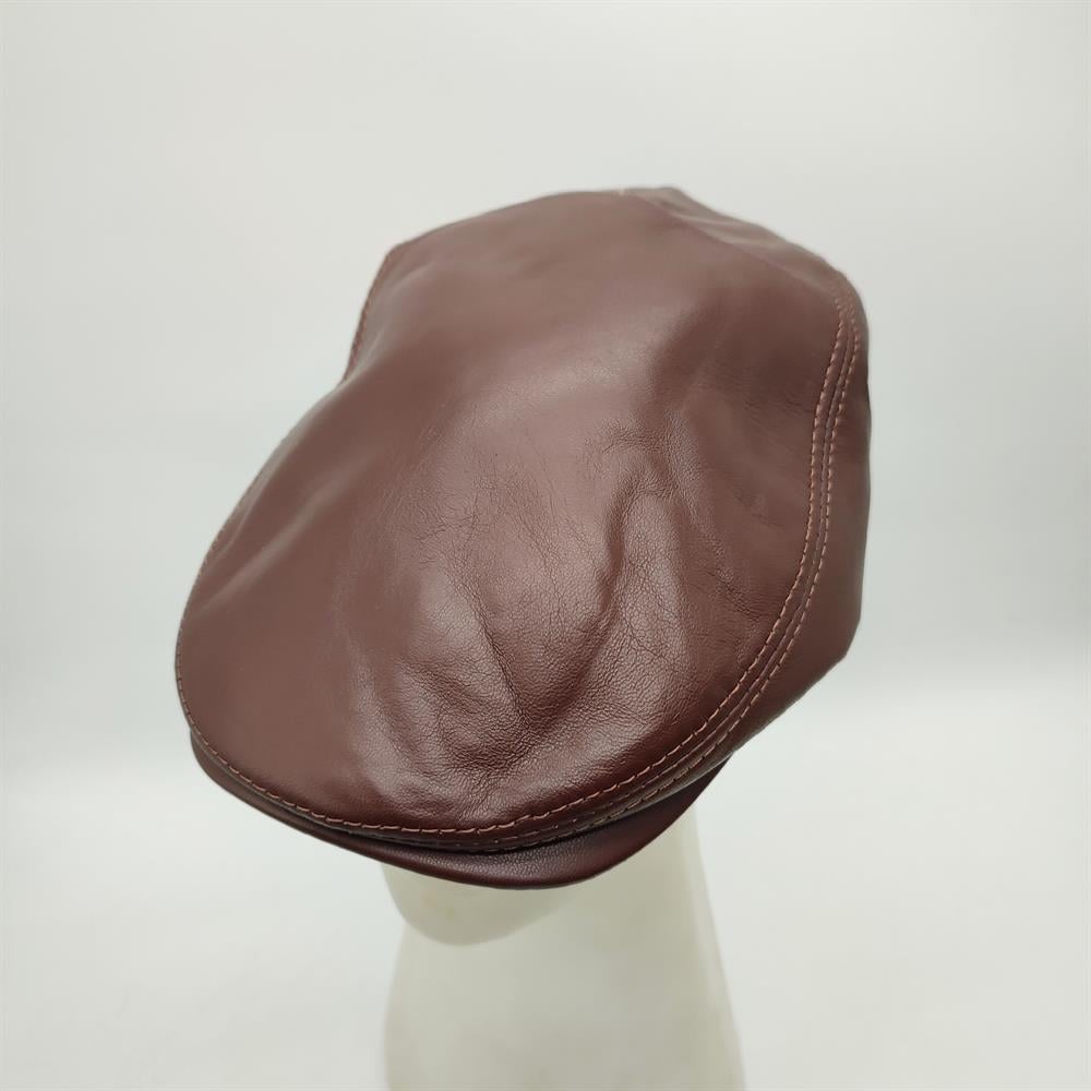 Klasik Model Deri Kasket Fındık Renk