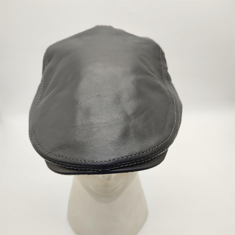 Klasik Model Deri Kasket Gri Renk