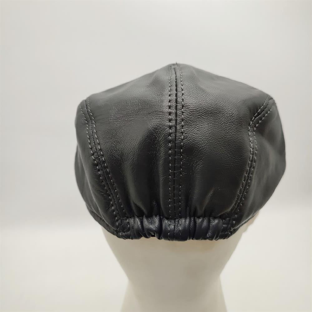 Klasik Model Deri Kasket Gri Renk