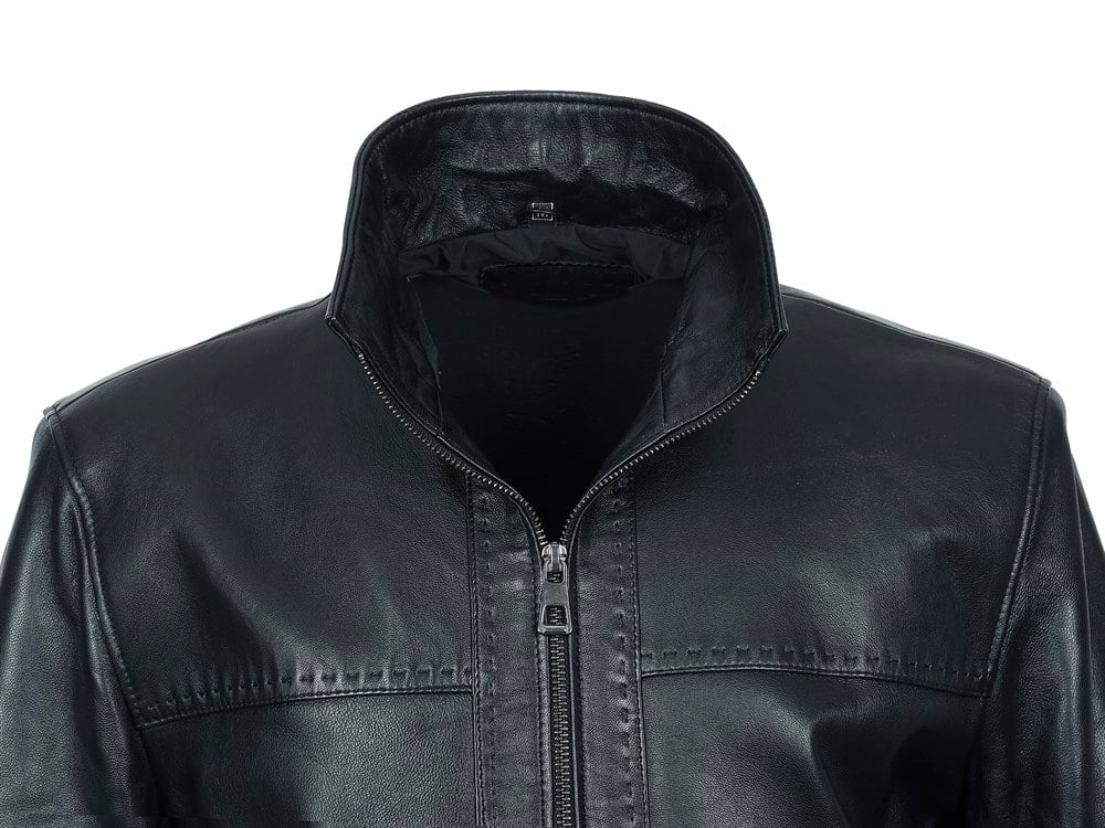 Klasik Spor Model Punto Dikişli Erkek Deri Mont Siyah Renk